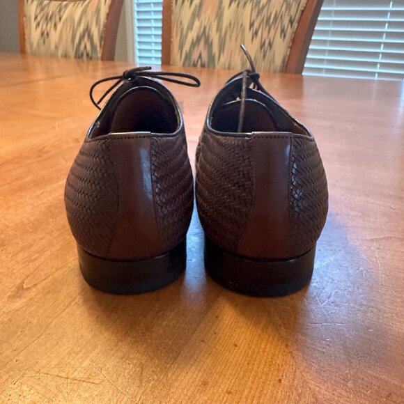 Mezlan Brown Leather Dress shoes, Herringbone, Size 9.5